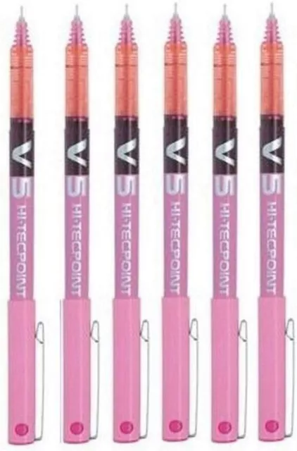 Lot de 6 stylos PILOT V5 HI-TECHPOINT encre Rose