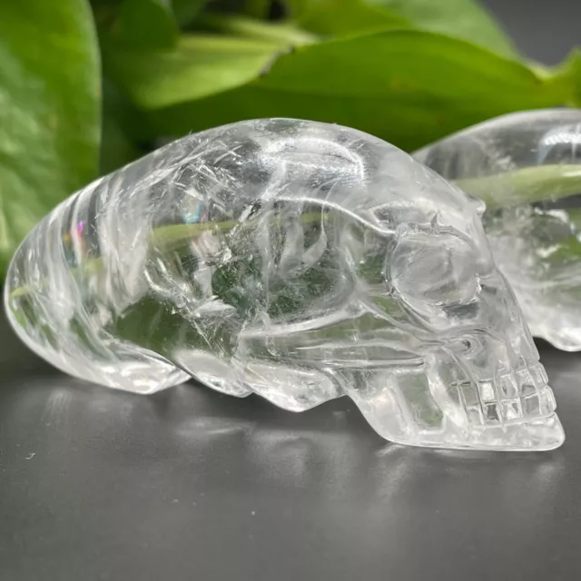 2'‘+ Natural clear quartz aliens skull hand carved crystal reiki healing 1PCS-GL