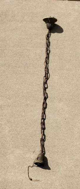 Vintage / Antique Victorian Brass Ceiling Wall Light  Electric w/ Pull Chain