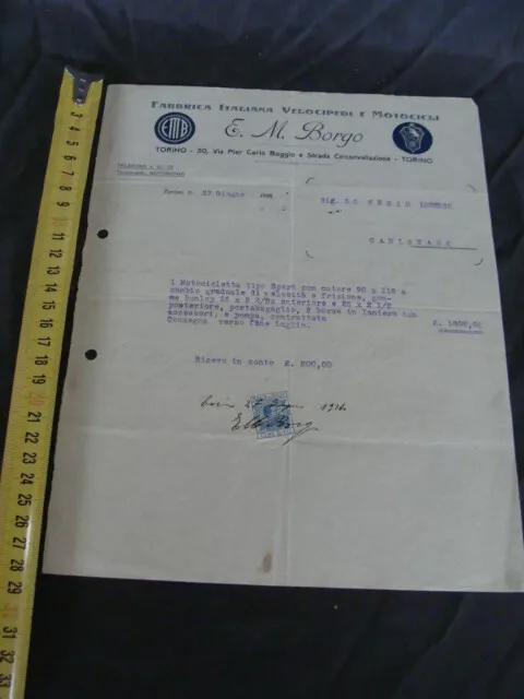 Documento Moto Borgo 1914 tipo sport