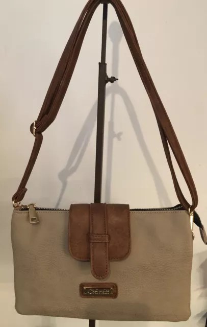 Jose Hess Danbury Mint Brown Leather Crossbody Adjustable Strap Handbag Purse