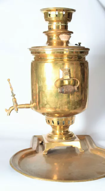 alter Samowar Holzkohle Samovar Tula Lomow Messing 3