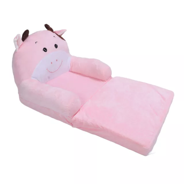 Faltbares Kindersofa Cartoon Soft Folding Couch Pink Cow 2 Lagen Neu