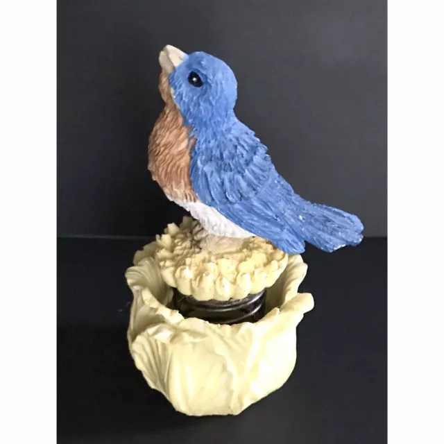 Bouncy Bobble Bluebird Figurine Bird On Spring In Yellow Flower Collectible