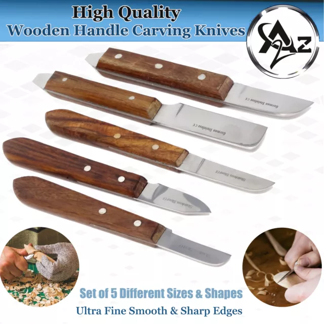 New 5pc Wood Carving Knives Set Woodworking Tools Kit Whittling Carpenter Tools