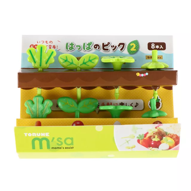 8 piezas Horquilla de fruta palillo de dientes hojas plástico decoración caja de almuerzo bento accesoNHUK