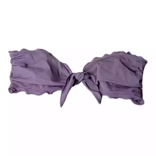 Victoria's Secret Swim Bikini Top Womens Small Purple Ruffle Bandeau Strapless