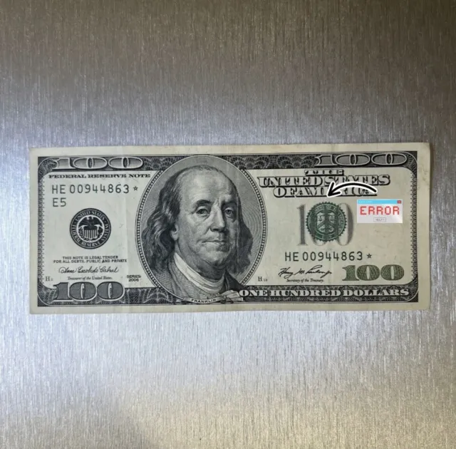 RARE! Star ✯Series 2006 US $100 Dollar Bill Star Note & Unaligned Green Seal