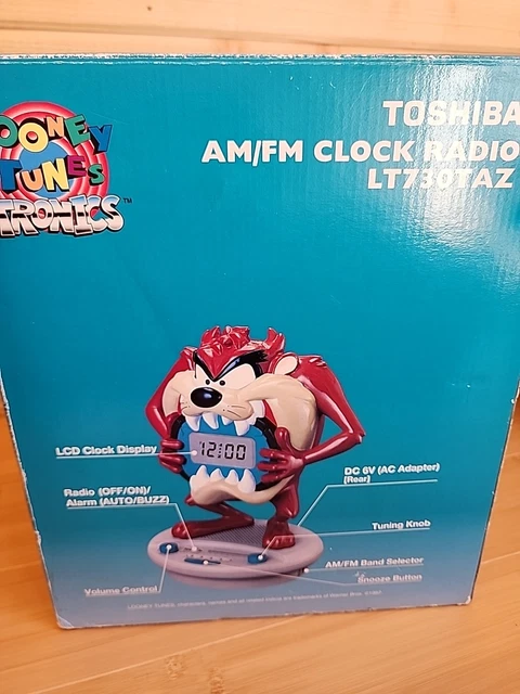 TOSHIBA TAZ LOONEY Tunes Tronics 1997 radio reloj AM/FM Tazmanian