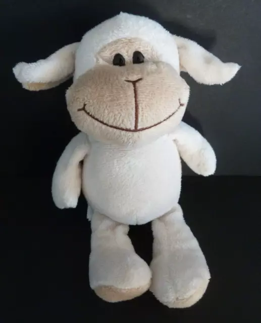 *. DOUDOU PELUCHE KINDER MOUTON BLANC ECRU BEIGE MARRON 26cm - TBE
