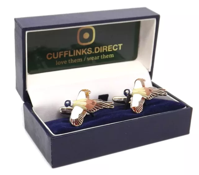 Pheasant Bird in Flight Water Colour Shooting Game Keeper Gift CUFFLINKS DIRECT 2