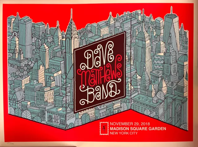 Dave Matthews Madison Square Garden Silk Screened Poster Nov 2018 #1097/1150