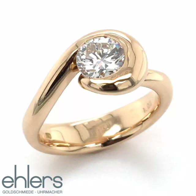 Brillantring Solitär 1,0ct Einkaräter Diamant 750 Gelbgold 18kt Gold massiv 1367