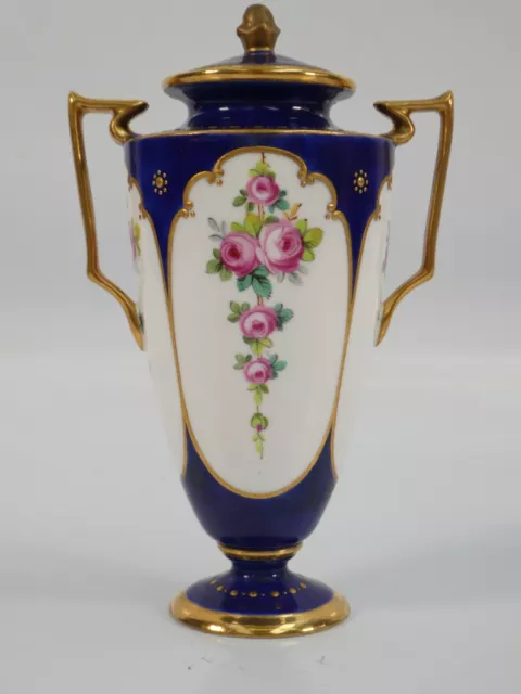 Antique Hand Painted Lidded Urn Cobalt And Gilt Probably Minton