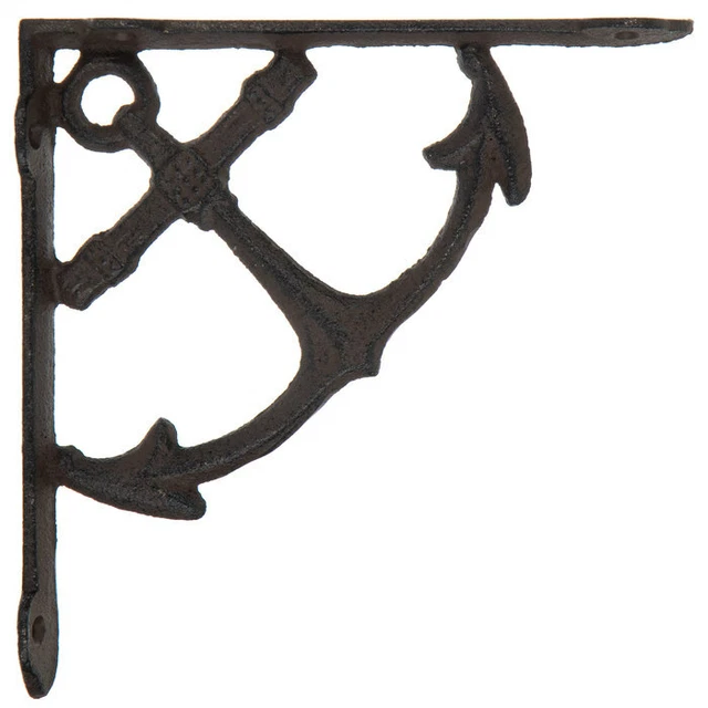Set of 2: Rustic Anchor Cast Iron Wall Shelf Brackets Nautical Decor