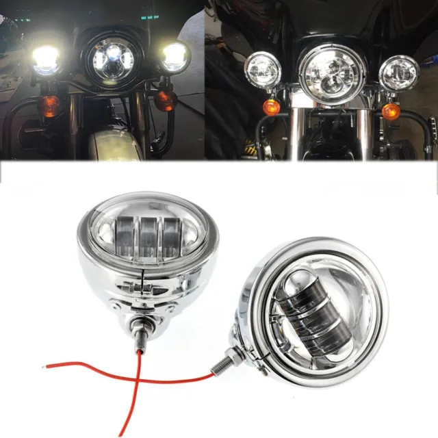 4.5" LED Fog Passing Lights & Outer Cover For Yamaha Road Star Silverado XV1600