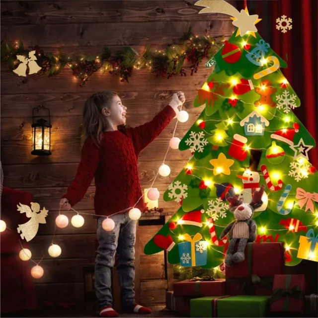 Albero Di Natale In Feltro Per Bambini 132 142 Cm Con Luci E Decori Addobbi