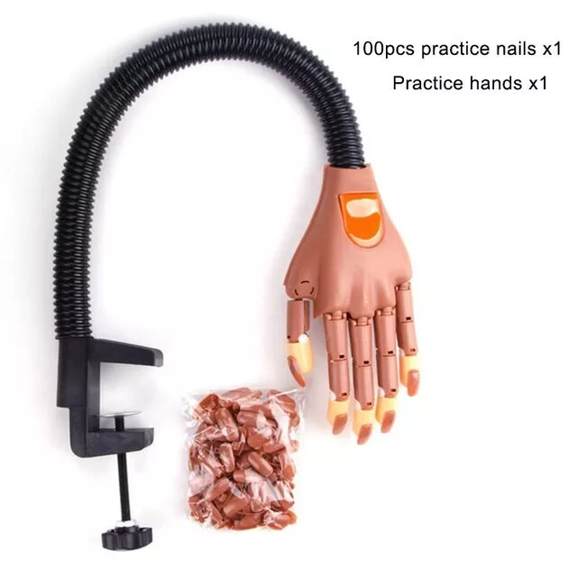 Nail Acrylic gel Practice Hand 100 Pcs Nail Tips Flexible Training  nail Art tip