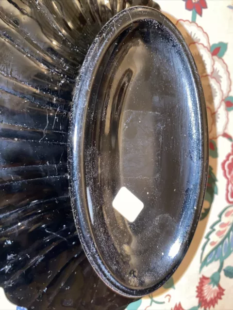 Pair of Vintage Black Glass Urn Urns + Matching Dish Nice Jars Lids 6