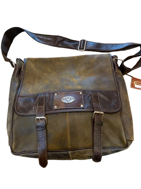 Texas Longhorns Enron brown leather & suede bag/backpack/computer NWT