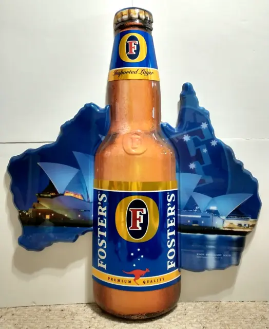 RARE Fosters Beer 3D Australia Bottle Sign Man Cave Bar Advertising SYDNEY OPERA