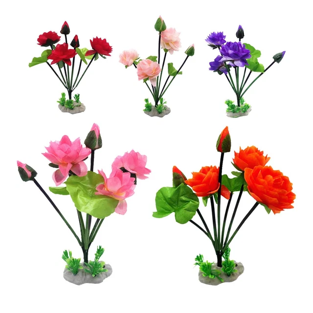 NEW Simulation Lotus Flower Aquarium Statue Fish Tank Artificial Plants Ornament