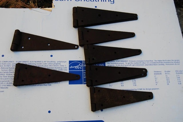 Lot of Old Large Rusty Barn Door Shed Strap Hinges - 5 full, 2 1/2 hinges 8