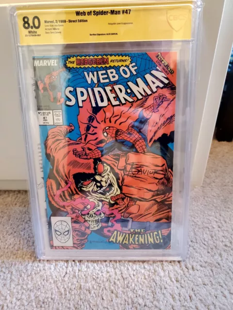 Web of Spider-Man #47 CBCS 8.0 Signed By Alex Saviuk 1989 Marvel Hobgoblin App