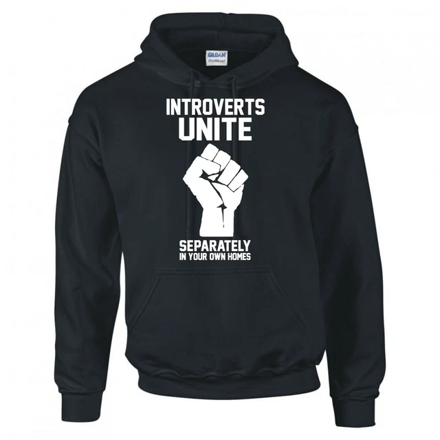 Divertente " Introverts Unire " Felpa con Cappuccio