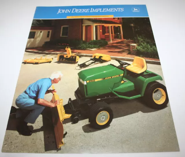John Deere Lawn and Garden Tractor Implement Brochure 1988 Blades Tillers Bagger