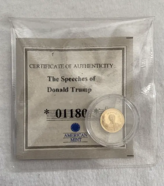 2017 Donald Trump Speeches .5g 14kt Gold Proof Battle Commemorative Coin w/COA