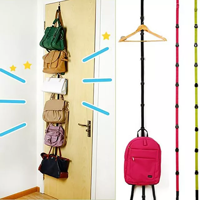 Adjustable 8 Hooks Over Door Straps Hanger Hat Bag Clothes Rack Organizer