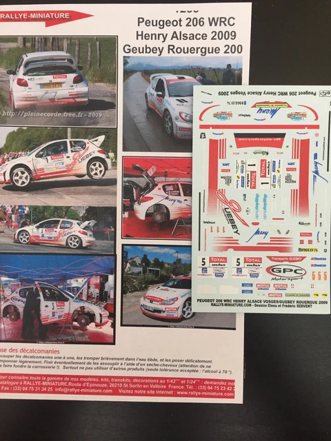 DECALS 1/43 PEUGEOT 206 Wrc Guebey Rallye Du Rouergue 2009 Rally EUR 5 ...