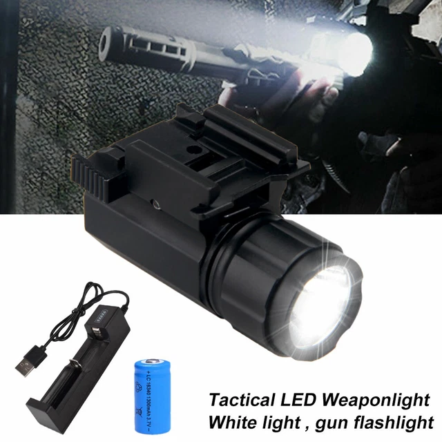 TACTICAL LED FLASHLIGHT Gun Rifle Strobe Picatinny Rail Mount Pistol