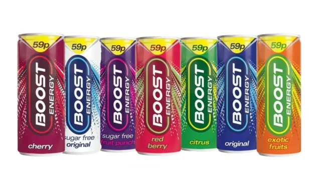 Boost Energy Pack of 1|3|6|9|12|18|24 x 250ml Original,Sugar Free,Exotic,Citrus,