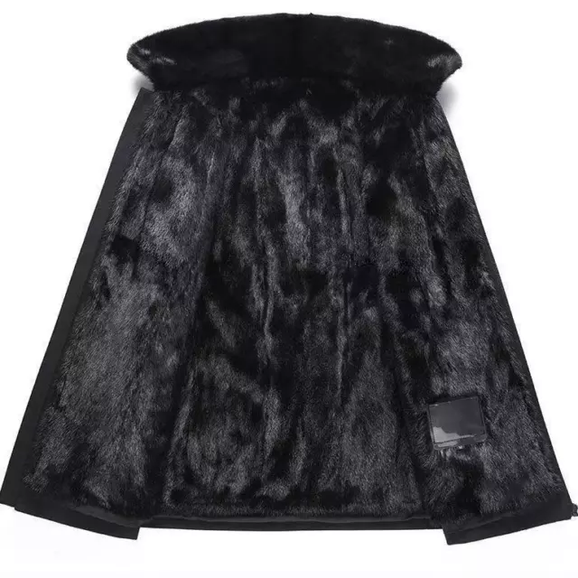 New Mink Jacket Men's Hooded Liner Fur One-piece Fur Mink Coat Casual Overcoats