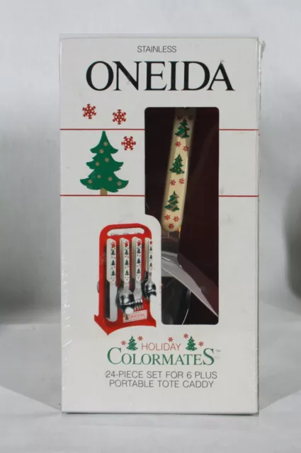 Rare Oneida Set For 6 Stainless Steel 24 Pieces+ Portable Tote Caddy New In Box