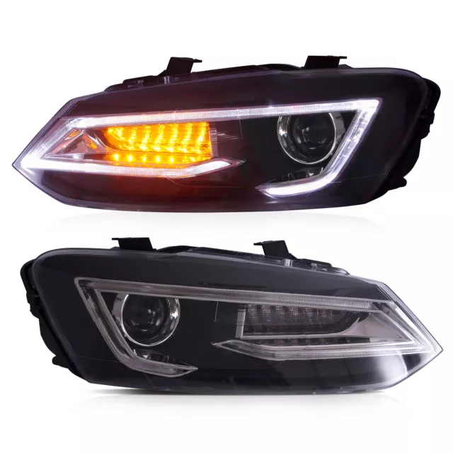 VLAND Pair LED Front Headlights For Volkswagen Polo MK5 2009-2017 VW Vento Pair