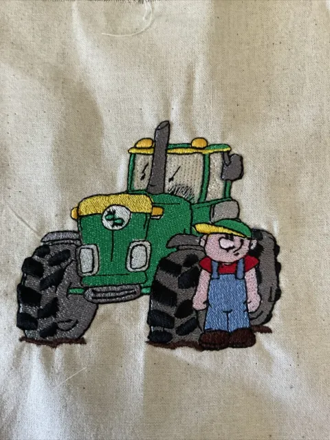 Tractor And Farmer - 7” Quilt block
