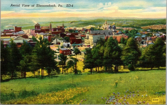 Aerial View of Shenandoah, Pa.~Linen Postcard~Unposted~Scenic View
