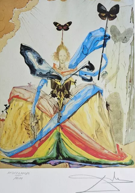 Salvador Dali The Regina Di Farfalle Mano Numerata Piastra Firmato Litografia