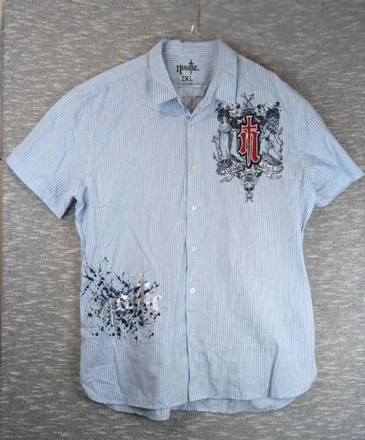 Nostic Button Up Shirt Men’s Size 2XL Short Sleeves Metallic Print
