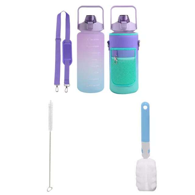 fr 2L Cute Cup Carrying Strap Travel Water Bottle for Travel Camping (Purple Gre