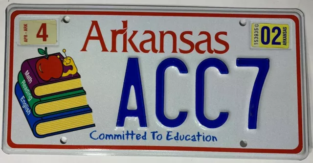 Arkansas License Plate - Committed To Education - ACC7 - Mint Condition