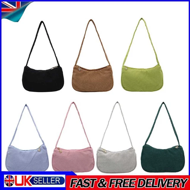 Ladies Fashion Corduroy Solid Color Shoulder Underarm Bag Women Small Handbags U
