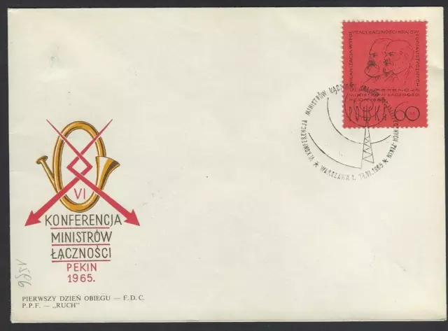 Polen Sonderstempel Ersttag  Konferenz der Postminister 1965