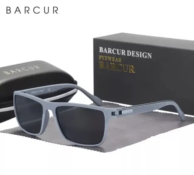 Barcur Occhiali da sole Polarizzati Uomo Occhiali da Sole UV400  Gun-Gray NUOVI