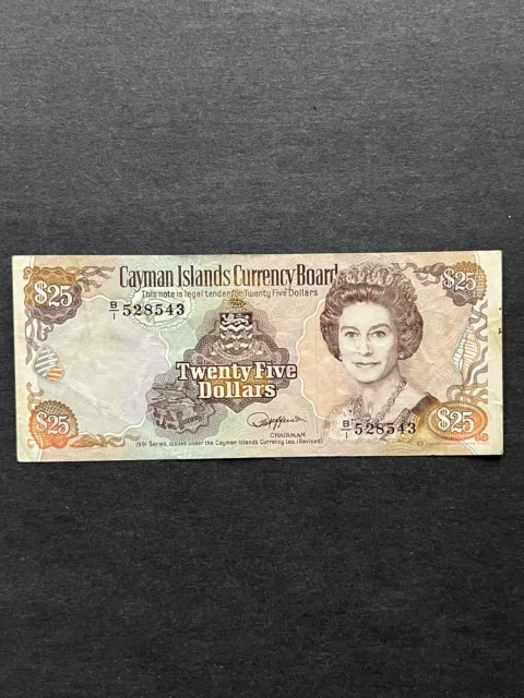 Cayman Islands Banknote 1991 25 Dollars #14a VF Circulated