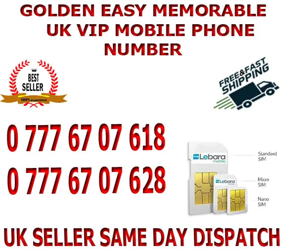 GOLDEN EASY MEMORABLE UK VIP MOBILE PHONE NUMBER/PLATINUM SIM ( Lebara B 38 )