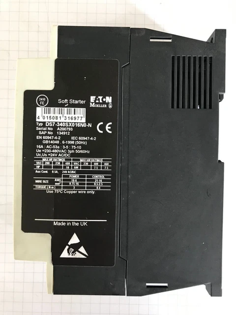 EATON MOELLER Soft Starter Softstarter Sanftstarter 3-phasig 7,5 kW 480VAC 16A